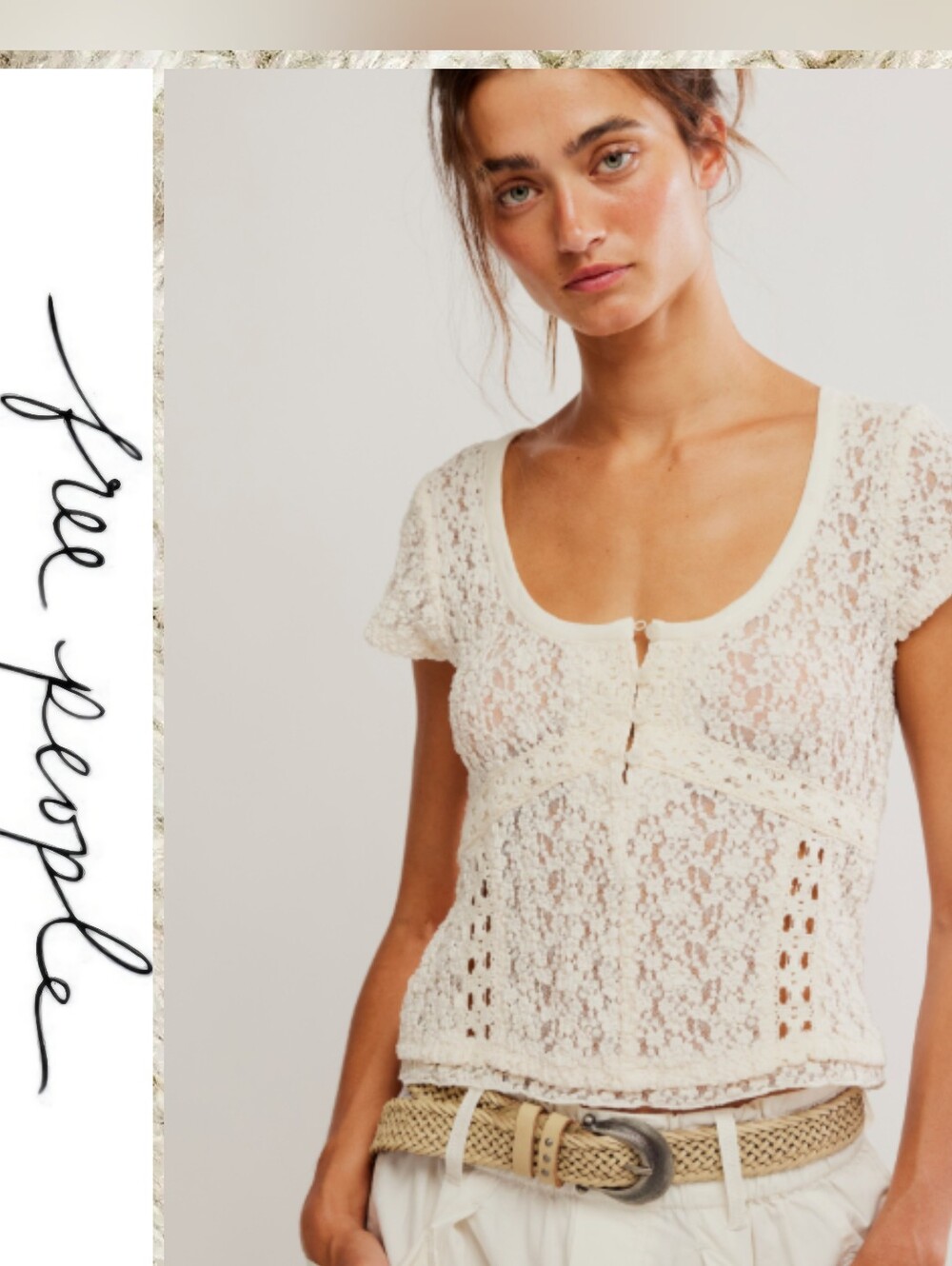 New Free People Claro Lace Tee M